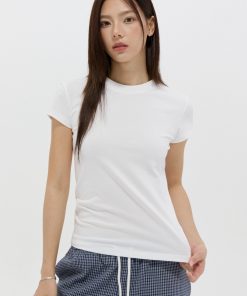 Three-Color Solid Short Sleeve T-Shirt for Women - Slimming Round Neck Basic Layer - Versatile Summer Style