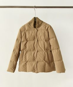 Three Flower White Goose Down Jacket - Ribbed Collar, Waterproof, Windproof, Loose Fit, Versatile Warm Coat for Stylish Layering