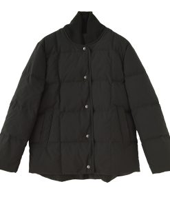 Three Flower White Goose Down Jacket - Ribbed Collar, Waterproof, Windproof, Loose Fit, Versatile Warm Coat for Stylish Layering