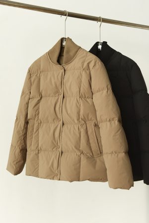 Three Flower White Goose Down Jacket - Ribbed Collar, Waterproof, Windproof, Loose Fit, Versatile Warm Coat for Stylish Layering