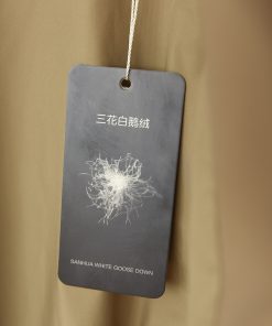 Three Flower White Goose Down Jacket - Ribbed Collar, Waterproof, Windproof, Loose Fit, Versatile Warm Coat for Stylish Layering