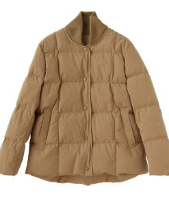 Three Flower White Goose Down Jacket - Ribbed Collar, Waterproof, Windproof, Loose Fit, Versatile Warm Coat for Stylish Layering