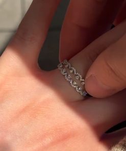 Three-Wear Stacked Diamond Lace Ring for Women, Open Design with Small Diamonds, High-End Luxury Jewelry