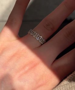 Three-Wear Stacked Diamond Lace Ring for Women, Open Design with Small Diamonds, High-End Luxury Jewelry