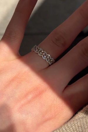 Three-Wear Stacked Diamond Lace Ring for Women, Open Design with Small Diamonds, High-End Luxury Jewelry