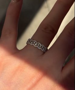 Three-Wear Stacked Diamond Lace Ring for Women, Open Design with Small Diamonds, High-End Luxury Jewelry