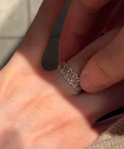Three-Wear Stacked Diamond Lace Ring for Women, Open Design with Small Diamonds, High-End Luxury Jewelry