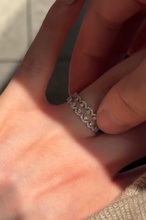 Three-Wear Stacked Diamond Lace Ring for Women, Open Design with Small Diamonds, High-End Luxury Jewelry