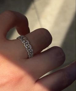 Three-Wear Stacked Diamond Lace Ring for Women, Open Design with Small Diamonds, High-End Luxury Jewelry