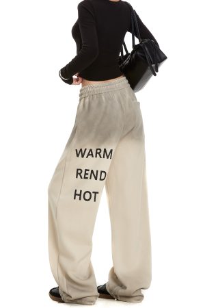 Tie-Dye Gradient Letter Women's American Retro Sweatpants - Hip-Hop Straight-Leg Casual Pants for Y2K Style