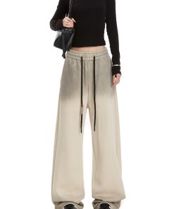 Tie-Dye Gradient Letter Women's American Retro Sweatpants - Hip-Hop Straight-Leg Casual Pants for Y2K Style