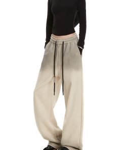 Tie-Dye Gradient Letter Women's American Retro Sweatpants - Hip-Hop Straight-Leg Casual Pants for Y2K Style