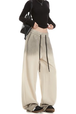 Tie-Dye Gradient Letter Women's American Retro Sweatpants - Hip-Hop Straight-Leg Casual Pants for Y2K Style