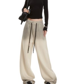 Tie-Dye Gradient Letter Women's American Retro Sweatpants - Hip-Hop Straight-Leg Casual Pants for Y2K Style