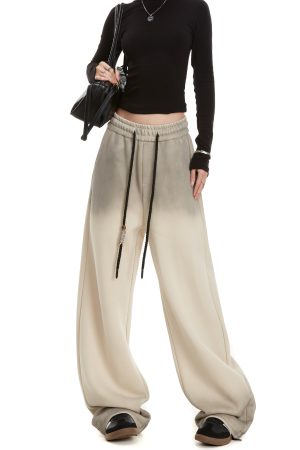 Tie-Dye Gradient Letter Women's American Retro Sweatpants - Hip-Hop Straight-Leg Casual Pants for Y2K Style