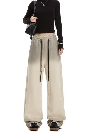 Tie-Dye Gradient Letter Women's American Retro Sweatpants - Hip-Hop Straight-Leg Casual Pants for Y2K Style