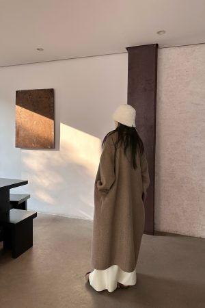 Tobacco Brown Double-Sided Wool Overcoat - Heavyweight Long Wool Coat for Winter - Stylish and Warm Outerwear