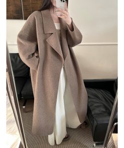 Tobacco Brown Double-Sided Wool Overcoat - Heavyweight Long Wool Coat for Winter - Stylish and Warm Outerwear