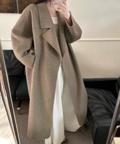 Tobacco Brown Double-Sided Wool Overcoat - Heavyweight Long Wool Coat for Winter - Stylish and Warm Outerwear