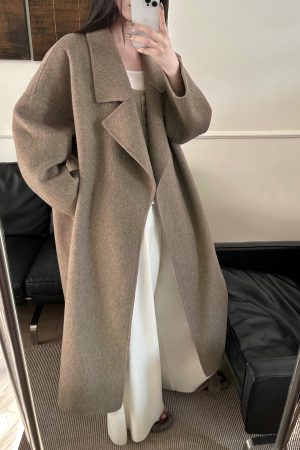 Tobacco Brown Double-Sided Wool Overcoat - Heavyweight Long Wool Coat for Winter - Stylish and Warm Outerwear