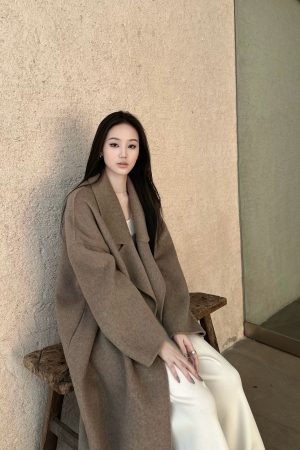Tobacco Brown Double-Sided Wool Overcoat - Heavyweight Long Wool Coat for Winter - Stylish and Warm Outerwear