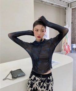 Tomboy Fashion, Downtown Core Outfit - Butterfly Seam Detailed Mesh Top