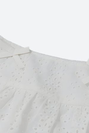 Trans Girl Outfits, Fest Outfits - Coquette Broderie Anglaise Top & Mini Skirt Two Piece Set