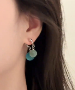 Transparent Sea Water Bead Cross Drop Earrings - Cool Summer Design, 2025 New Style, Perfect for Beach and Festival Fashion