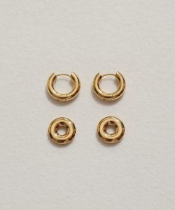 Trendy 18k Gold Double Buckle Hoop Earrings for Women, Versatile Two-Wearing Methods, Light Luxury Style, Perfect for 2025 Fashion