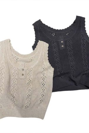 Trendy 2025 Summer Korean Style Gentle Linen Hollow Jacquard Vest for Women - Lightweight Fashion Top