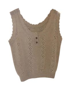 Trendy 2025 Summer Korean Style Gentle Linen Hollow Jacquard Vest for Women - Lightweight Fashion Top