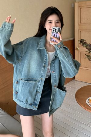Trendy 2025 Women's Denim Jacket, Korean Style, Age-Reducing Design, Unique and Beautiful Fashion Top