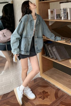 Trendy 2025 Women's Denim Jacket, Korean Style, Age-Reducing Design, Unique and Beautiful Fashion Top