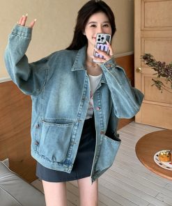 Trendy 2025 Women's Denim Jacket, Korean Style, Age-Reducing Design, Unique and Beautiful Fashion Top