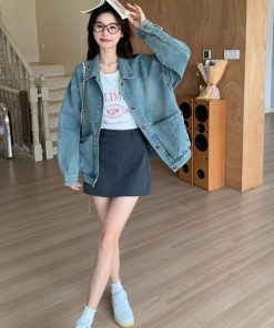 Trendy 2025 Women's Denim Jacket, Korean Style, Age-Reducing Design, Unique and Beautiful Fashion Top