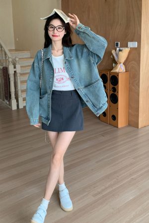 Trendy 2025 Women's Denim Jacket, Korean Style, Age-Reducing Design, Unique and Beautiful Fashion Top