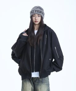 Trendy American Style Faux Two-Piece Pilot Jacket for Women - Unisex Baseball Hoodie - 2025 Fashion Must-Have