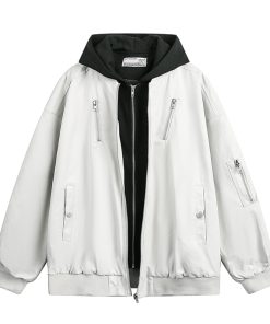 Trendy American Style Faux Two-Piece Pilot Jacket for Women - Unisex Baseball Hoodie - 2025 Fashion Must-Have