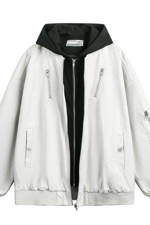 Trendy American Style Faux Two-Piece Pilot Jacket for Women - Unisex Baseball Hoodie - 2025 Fashion Must-Have