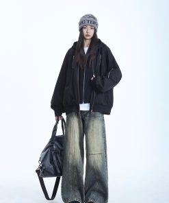 Trendy American Style Faux Two-Piece Pilot Jacket for Women - Unisex Baseball Hoodie - 2025 Fashion Must-Have