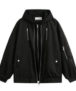 Trendy American Style Faux Two-Piece Pilot Jacket for Women - Unisex Baseball Hoodie - 2025 Fashion Must-Have