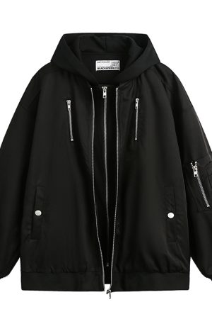 Trendy American Style Faux Two-Piece Pilot Jacket for Women - Unisex Baseball Hoodie - 2025 Fashion Must-Have