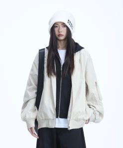 Trendy American Style Faux Two-Piece Pilot Jacket for Women - Unisex Baseball Hoodie - 2025 Fashion Must-Have