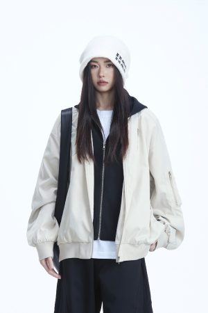 Trendy American Style Faux Two-Piece Pilot Jacket for Women - Unisex Baseball Hoodie - 2025 Fashion Must-Have