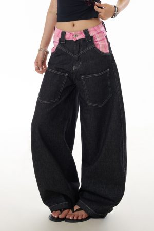 Trendy American-Style Reverse Design Curved Blade Jeans for Women - High Street Straight-Leg Slim-Fit Wide-Leg Floor-Length Pants