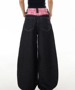 Trendy American-Style Reverse Design Curved Blade Jeans for Women - High Street Straight-Leg Slim-Fit Wide-Leg Floor-Length Pants