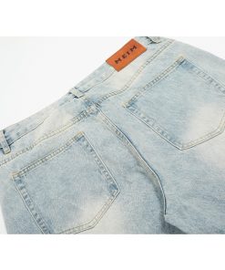 Trendy American Vintage Distressed Wide-Leg Jeans for Men - Curved Blade Design, 2025 Y2K Style Fashion Pants