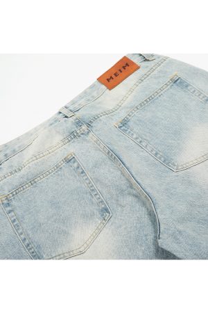 Trendy American Vintage Distressed Wide-Leg Jeans for Men - Curved Blade Design, 2025 Y2K Style Fashion Pants