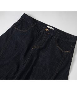 Trendy Baggy Machete Pants with Horn Button Decorative Design - American Style Curved Knife Jeans for a Chic Look