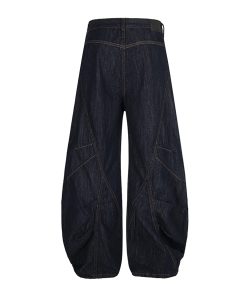 Trendy Baggy Machete Pants with Horn Button Decorative Design - American Style Curved Knife Jeans for a Chic Look